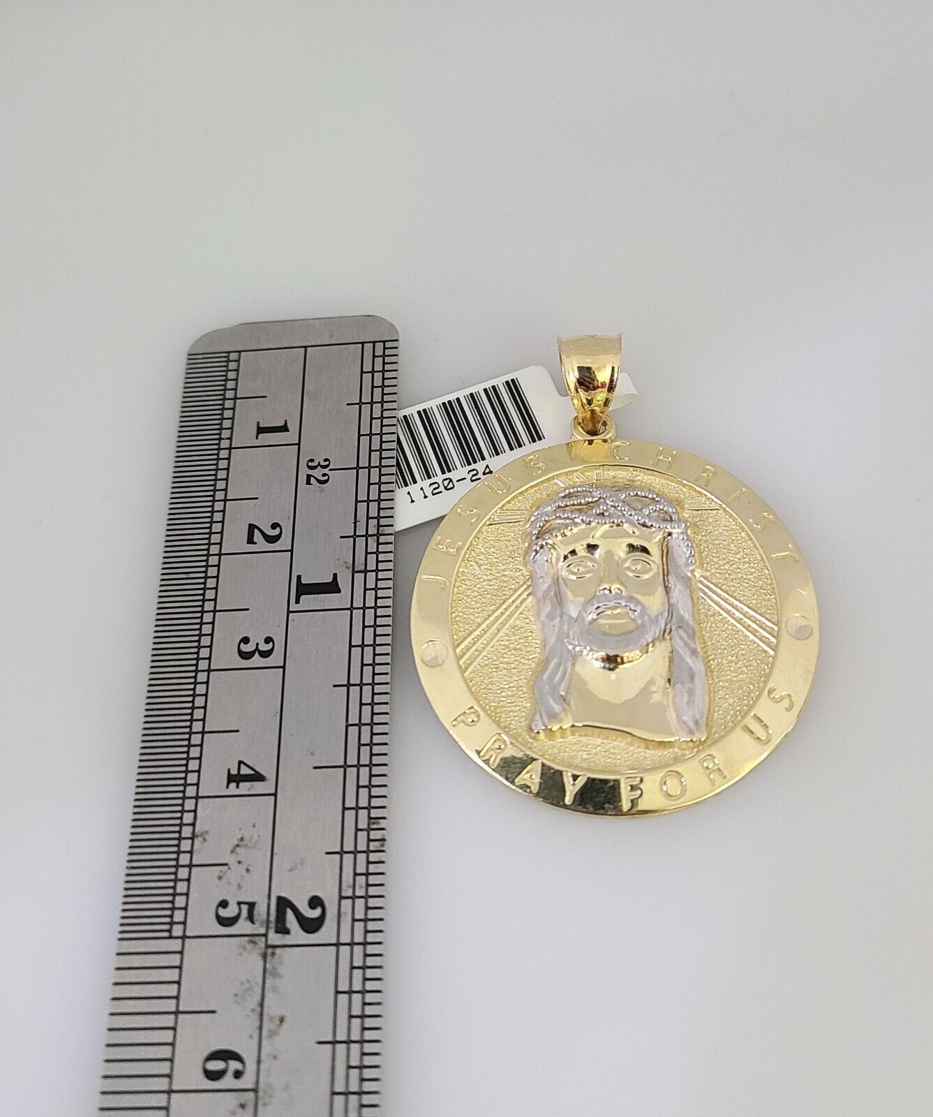 Real 10k Gold Byzantine Chain Jesus Charm Pendant SET 3mm 26 Inch Mens Necklace